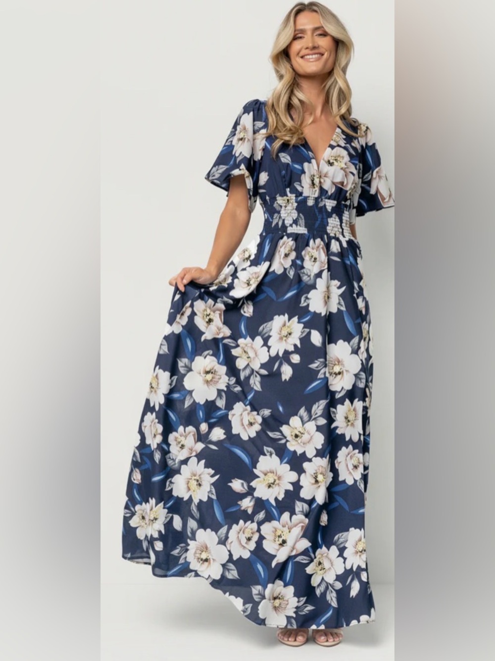 Baltic Born Navy and White Floral Maxi Dress